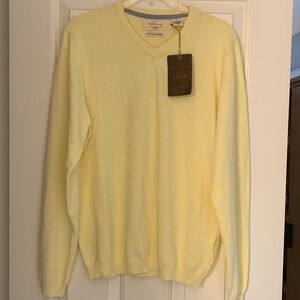 Weatherproof cashmere cotton v-neck light yellow sweater